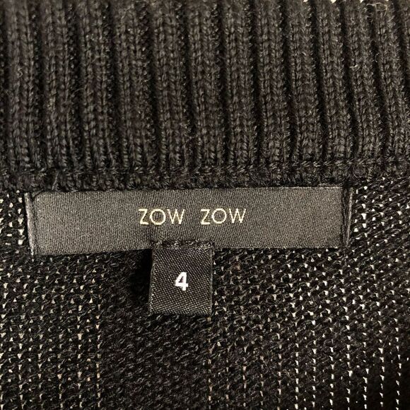 ZOW ZOW Wool Blend Black‎ Braided Design Tassels Bell Sleeve Sweater Sz M - Picture 10 of 10